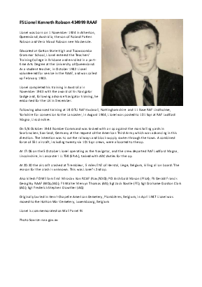 A preview of a PDF biography for Robson, Lionel Kenneth